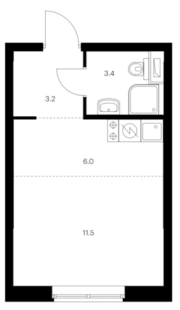 Квартира студия 24.1 м², 12/12 эт., ЖК «Шкиперский 19»